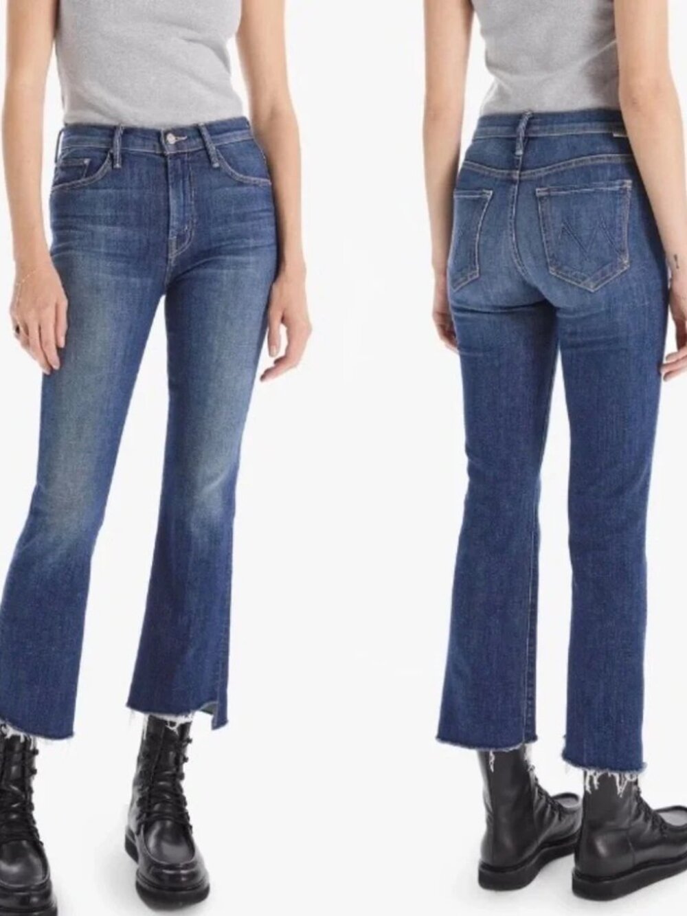 MOTHER The Insider Crop Step Fray Jeans Womens 26 Blue Girl Crush USA Denim